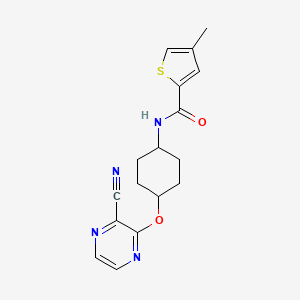 molecular formula C17H18N4O2S B2789841 N-((1r,4r)-4-((3-cyanopyrazin-2-yl)oxy)cyclohexyl)-4-methylthiophene-2-carboxamide CAS No. 2034451-76-6
