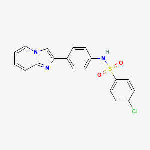 molecular formula C19H14ClN3O2S B2789845 4-chloro-N-(4-(imidazo[1,2-a]pyridin-2-yl)phenyl)benzenesulfonamide CAS No. 332384-07-3