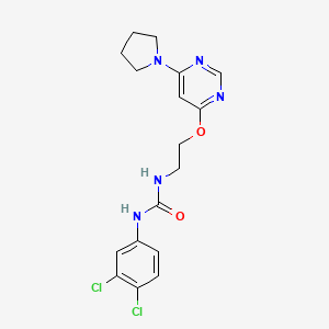 molecular formula C17H19Cl2N5O2 B2789847 1-(3,4-Dichlorophenyl)-3-(2-((6-(pyrrolidin-1-yl)pyrimidin-4-yl)oxy)ethyl)urea CAS No. 1203366-28-2