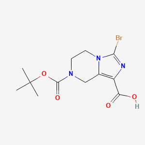 molecular formula C12H16BrN3O4 B2789856 3-Bromo-7-[(tert-butoxy)carbonyl]-5H,6H,7H,8H-imidazo[1,5-a]pyrazine-1-carboxylic acid CAS No. 1094091-46-9