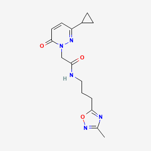 molecular formula C15H19N5O3 B2789873 2-(3-cyclopropyl-6-oxopyridazin-1(6H)-yl)-N-(3-(3-methyl-1,2,4-oxadiazol-5-yl)propyl)acetamide CAS No. 2034492-69-6