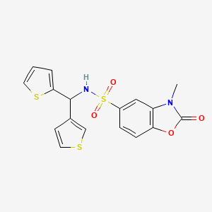 molecular formula C17H14N2O4S3 B2789874 3-methyl-2-oxo-N-[(thiophen-2-yl)(thiophen-3-yl)methyl]-2,3-dihydro-1,3-benzoxazole-5-sulfonamide CAS No. 2097923-78-7