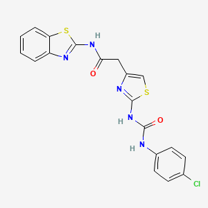 molecular formula C19H14ClN5O2S2 B2789876 N-(benzo[d]thiazol-2-yl)-2-(2-(3-(4-chlorophenyl)ureido)thiazol-4-yl)acetamide CAS No. 897620-92-7