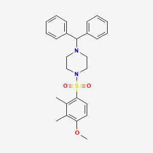 molecular formula C26H30N2O3S B2789877 1-Benzhydryl-4-((4-methoxy-2,3-dimethylphenyl)sulfonyl)piperazine CAS No. 865593-94-8