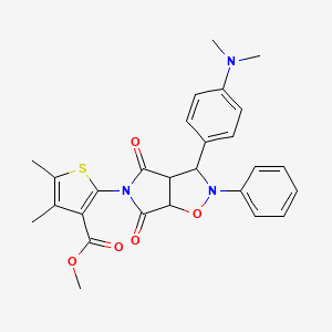 molecular formula C27H27N3O5S B2789878 methyl 2-(3-(4-(dimethylamino)phenyl)-4,6-dioxo-2-phenyltetrahydro-2H-pyrrolo[3,4-d]isoxazol-5(3H)-yl)-4,5-dimethylthiophene-3-carboxylate CAS No. 1005094-22-3