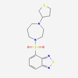 molecular formula C15H20N4O2S3 B2789881 4-((4-(Tetrahydrothiophen-3-yl)-1,4-diazepan-1-yl)sulfonyl)benzo[c][1,2,5]thiadiazole CAS No. 2309189-72-6