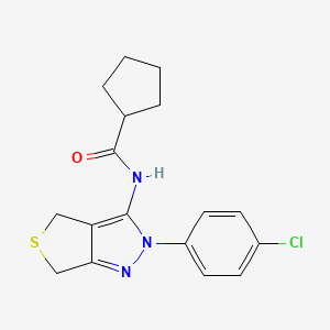 molecular formula C17H18ClN3OS B2789888 N-[2-(4-chlorophenyl)-4,6-dihydrothieno[3,4-c]pyrazol-3-yl]cyclopentanecarboxamide CAS No. 450341-21-6