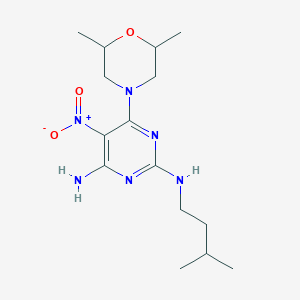 molecular formula C15H26N6O3 B2789896 6-(2,6-dimethylmorpholin-4-yl)-N~2~-(3-methylbutyl)-5-nitropyrimidine-2,4-diamine CAS No. 714247-44-6