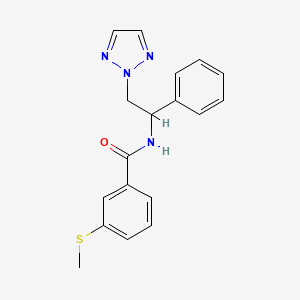 molecular formula C18H18N4OS B2789910 3-(methylthio)-N-(1-phenyl-2-(2H-1,2,3-triazol-2-yl)ethyl)benzamide CAS No. 2034406-23-8