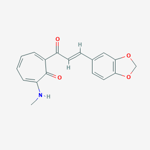 2-[(E)-3-(1,3-benzodioxol-5-yl)prop-2-enoyl]-7-(methylamino)cyclohepta-2,4,6-trien-1-one