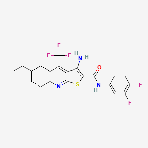 molecular formula C21H18F5N3OS B2789920 3-amino-N-(3,4-difluorophenyl)-6-ethyl-4-(trifluoromethyl)-5,6,7,8-tetrahydrothieno[2,3-b]quinoline-2-carboxamide CAS No. 939888-79-6