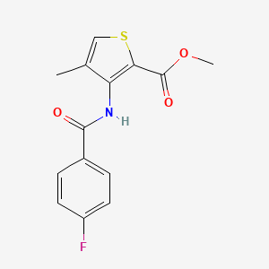 molecular formula C14H12FNO3S B2789922 Methyl 3-[(4-fluorobenzoyl)amino]-4-methyl-2-thiophenecarboxylate CAS No. 677706-82-0