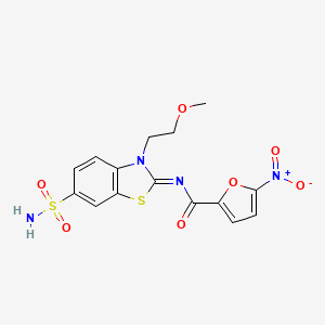 molecular formula C15H14N4O7S2 B2789927 N-[3-(2-methoxyethyl)-6-sulfamoyl-1,3-benzothiazol-2-ylidene]-5-nitrofuran-2-carboxamide CAS No. 865159-88-2