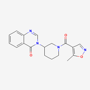 molecular formula C18H18N4O3 B2789930 3-(1-(5-methylisoxazole-4-carbonyl)piperidin-3-yl)quinazolin-4(3H)-one CAS No. 2034517-71-8