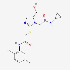 molecular formula C19H24N4O3S B2789933 2-{[1-[2-(cyclopropylamino)-2-oxoethyl]-5-(hydroxymethyl)-1H-imidazol-2-yl]thio}-N-(2,5-dimethylphenyl)acetamide CAS No. 923173-65-3