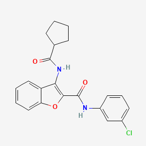 molecular formula C21H19ClN2O3 B2789941 N-(3-chlorophenyl)-3-(cyclopentanecarboxamido)benzofuran-2-carboxamide CAS No. 888463-78-3