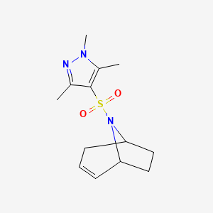 molecular formula C13H19N3O2S B2789943 (1R,5S)-8-((1,3,5-trimethyl-1H-pyrazol-4-yl)sulfonyl)-8-azabicyclo[3.2.1]oct-2-ene CAS No. 1705245-68-6