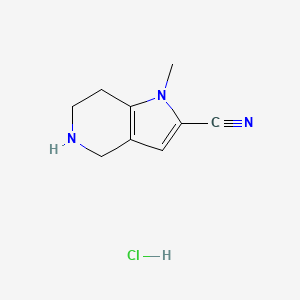 molecular formula C9H12ClN3 B2789953 1-Methyl-4,5,6,7-tetrahydropyrrolo[3,2-c]pyridine-2-carbonitrile;hydrochloride CAS No. 2445785-63-5