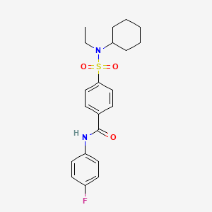 molecular formula C21H25FN2O3S B2789956 4-(N-cyclohexyl-N-ethylsulfamoyl)-N-(4-fluorophenyl)benzamide CAS No. 899992-19-9