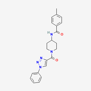 molecular formula C22H23N5O2 B2789957 4-methyl-N-(1-(1-phenyl-1H-1,2,3-triazole-4-carbonyl)piperidin-4-yl)benzamide CAS No. 1251681-90-9
