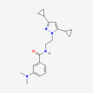 molecular formula C20H26N4O B2789958 N-(2-(3,5-dicyclopropyl-1H-pyrazol-1-yl)ethyl)-3-(dimethylamino)benzamide CAS No. 1797976-36-3