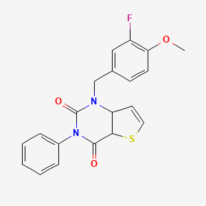 molecular formula C20H15FN2O3S B2789966 1-[(3-fluoro-4-methoxyphenyl)methyl]-3-phenyl-1H,2H,3H,4H-thieno[3,2-d]pyrimidine-2,4-dione CAS No. 1326848-06-9