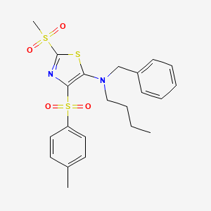 molecular formula C22H26N2O4S3 B2789967 N-benzyl-N-butyl-2-(methylsulfonyl)-4-tosylthiazol-5-amine CAS No. 896678-04-9