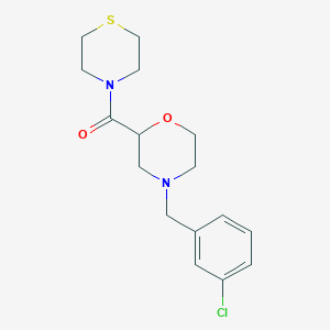 molecular formula C16H21ClN2O2S B2789969 [4-[(3-Chlorophenyl)methyl]morpholin-2-yl]-thiomorpholin-4-ylmethanone CAS No. 2415563-59-4