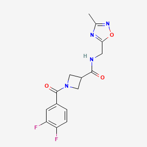 molecular formula C15H14F2N4O3 B2789975 1-(3,4-difluorobenzoyl)-N-((3-methyl-1,2,4-oxadiazol-5-yl)methyl)azetidine-3-carboxamide CAS No. 1396845-88-7