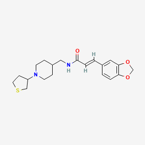 molecular formula C20H26N2O3S B2789978 (E)-3-(benzo[d][1,3]dioxol-5-yl)-N-((1-(tetrahydrothiophen-3-yl)piperidin-4-yl)methyl)acrylamide CAS No. 2035007-56-6
