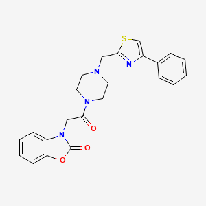 molecular formula C23H22N4O3S B2789982 3-(2-oxo-2-(4-((4-phenylthiazol-2-yl)methyl)piperazin-1-yl)ethyl)benzo[d]oxazol-2(3H)-one CAS No. 1203351-67-0
