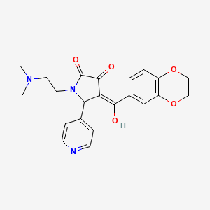 molecular formula C22H23N3O5 B2789988 4-(2,3-dihydrobenzo[b][1,4]dioxine-6-carbonyl)-1-(2-(dimethylamino)ethyl)-3-hydroxy-5-(pyridin-4-yl)-1H-pyrrol-2(5H)-one CAS No. 618404-66-3