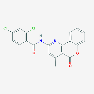 molecular formula C20H12Cl2N2O3 B2789989 2,4-dichloro-N-(4-methyl-5-oxochromeno[4,3-b]pyridin-2-yl)benzamide CAS No. 851411-23-9
