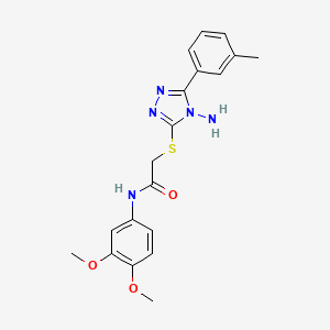 molecular formula C19H21N5O3S B2789995 2-((4-amino-5-(m-tolyl)-4H-1,2,4-triazol-3-yl)thio)-N-(3,4-dimethoxyphenyl)acetamide CAS No. 840511-00-4