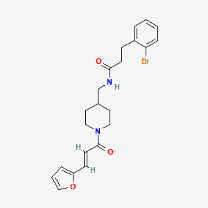 molecular formula C22H25BrN2O3 B2790000 (E)-3-(2-bromophenyl)-N-((1-(3-(furan-2-yl)acryloyl)piperidin-4-yl)methyl)propanamide CAS No. 1798414-88-6