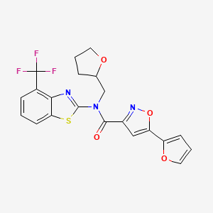 molecular formula C21H16F3N3O4S B2790005 5-(furan-2-yl)-N-((tetrahydrofuran-2-yl)methyl)-N-(4-(trifluoromethyl)benzo[d]thiazol-2-yl)isoxazole-3-carboxamide CAS No. 1396867-43-8