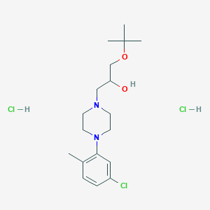 molecular formula C18H31Cl3N2O2 B2790014 1-(Tert-butoxy)-3-(4-(5-chloro-2-methylphenyl)piperazin-1-yl)propan-2-ol dihydrochloride CAS No. 1189455-19-3