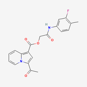 molecular formula C20H17FN2O4 B2790015 2-((3-Fluoro-4-methylphenyl)amino)-2-oxoethyl 3-acetylindolizine-1-carboxylate CAS No. 899949-52-1