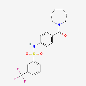 molecular formula C20H21F3N2O3S B2790031 N-(4-(azepane-1-carbonyl)phenyl)-3-(trifluoromethyl)benzenesulfonamide CAS No. 690962-30-2