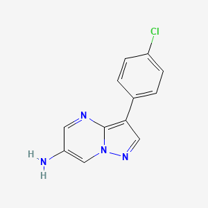 molecular formula C12H9ClN4 B2790047 3-(4-Chlorophenyl)pyrazolo[1,5-a]pyrimidin-6-amine CAS No. 932236-53-8