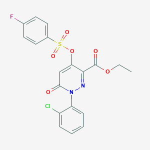 molecular formula C19H14ClFN2O6S B2790050 Ethyl 1-(2-chlorophenyl)-4-(((4-fluorophenyl)sulfonyl)oxy)-6-oxo-1,6-dihydropyridazine-3-carboxylate CAS No. 899959-37-6