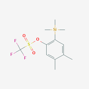 molecular formula C12H17F3O3SSi B2790051 4,5-Dimethyl-2-(trimethylsilyl)phenyl trifluoromethanesulfonate CAS No. 458566-99-9