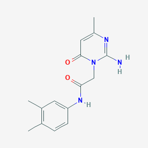 molecular formula C15H18N4O2 B2790054 2-[2-amino-4-methyl-6-oxo-1(6H)-pyrimidinyl]-N~1~-(3,4-dimethylphenyl)acetamide CAS No. 1251710-93-6