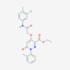 molecular formula C23H22ClN3O5 B2790055 Ethyl 4-(2-((3-chloro-4-methylphenyl)amino)-2-oxoethoxy)-6-oxo-1-(o-tolyl)-1,6-dihydropyridazine-3-carboxylate CAS No. 899943-83-0