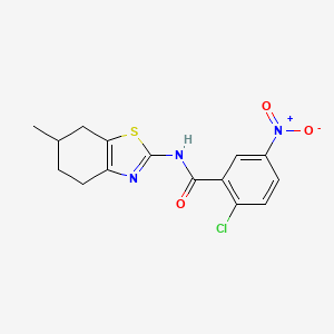 molecular formula C15H14ClN3O3S B2790058 2-chloro-N-(6-methyl-4,5,6,7-tetrahydro-1,3-benzothiazol-2-yl)-5-nitrobenzamide CAS No. 313241-84-8