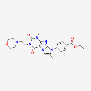 ethyl 4-(1,7-dimethyl-3-(2-morpholinoethyl)-2,4-dioxo-3,4-dihydro-1H-imidazo[2,1-f]purin-8(2H)-yl)benzoate