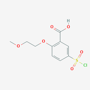 molecular formula C10H11ClO6S B2790064 5-(Chlorosulfonyl)-2-(2-methoxyethoxy)benzoic acid CAS No. 1152569-75-9