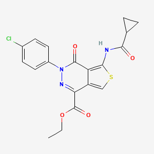 ethyl 3-(4-chlorophenyl)-5-cyclopropaneamido-4-oxo-3H,4H-thieno[3,4-d]pyridazine-1-carboxylate