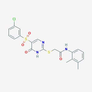 molecular formula C20H18ClN3O4S2 B2790071 2-((5-((3-chlorophenyl)sulfonyl)-6-oxo-1,6-dihydropyrimidin-2-yl)thio)-N-(2,3-dimethylphenyl)acetamide CAS No. 899976-97-7