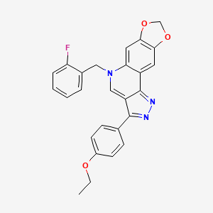 molecular formula C26H20FN3O3 B2790074 3-(4-ethoxyphenyl)-5-(2-fluorobenzyl)-5H-[1,3]dioxolo[4,5-g]pyrazolo[4,3-c]quinoline CAS No. 866339-79-9